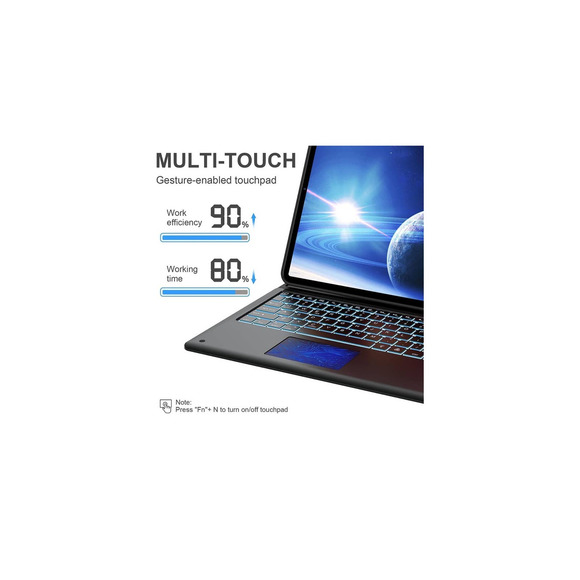 iPad Pro 12.9 Case with Keyboard Case Trackpad 7 Color Backlit Pencil Holder - Picture 7 of 10